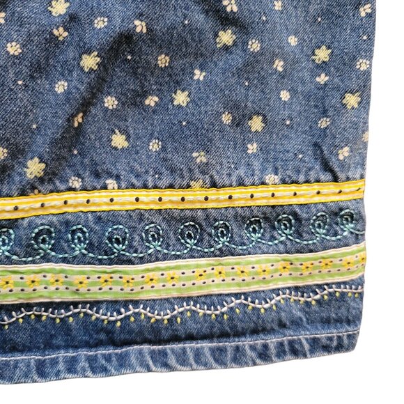 Blue Jumper Dress Denim Floral Butterfly Deorative Trim Girls XL 6 Years Jj3471 - Picture 3 of 5